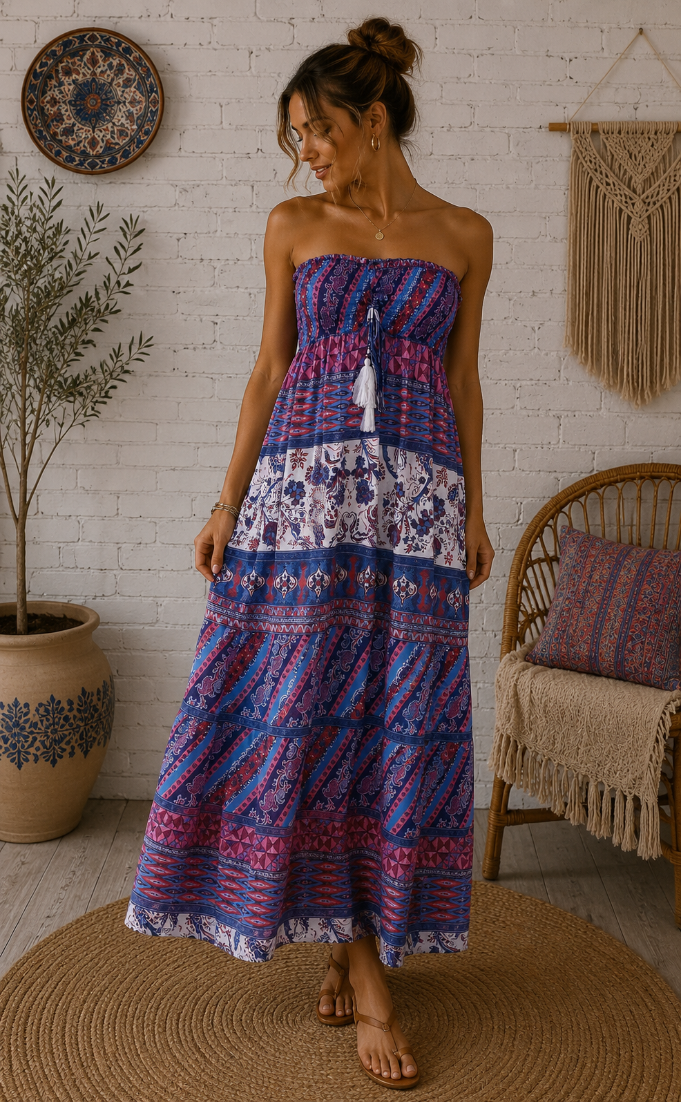 💐SFERA - Robe bustier style bohème