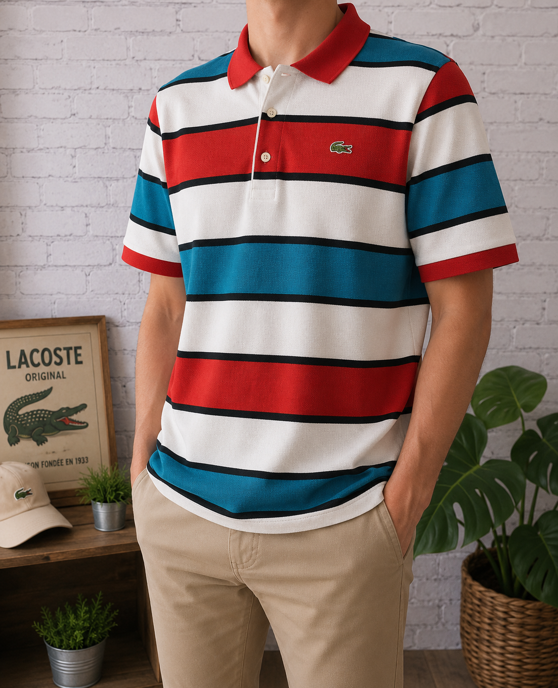 🐊LACOSTE - Polo à rayures