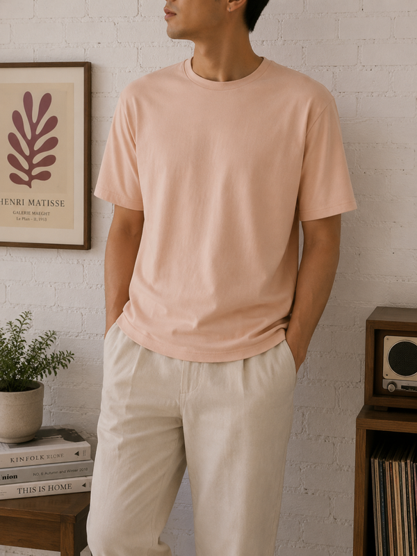 😎ZARA - T-Shirt basique – Couleur pêche