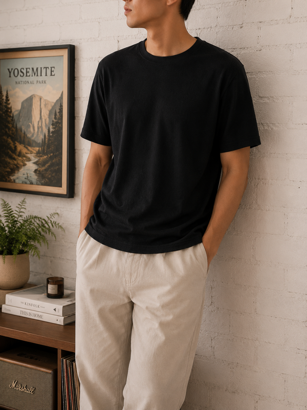 🕶️ZARA - T-shirt Basic – Noir Intense
