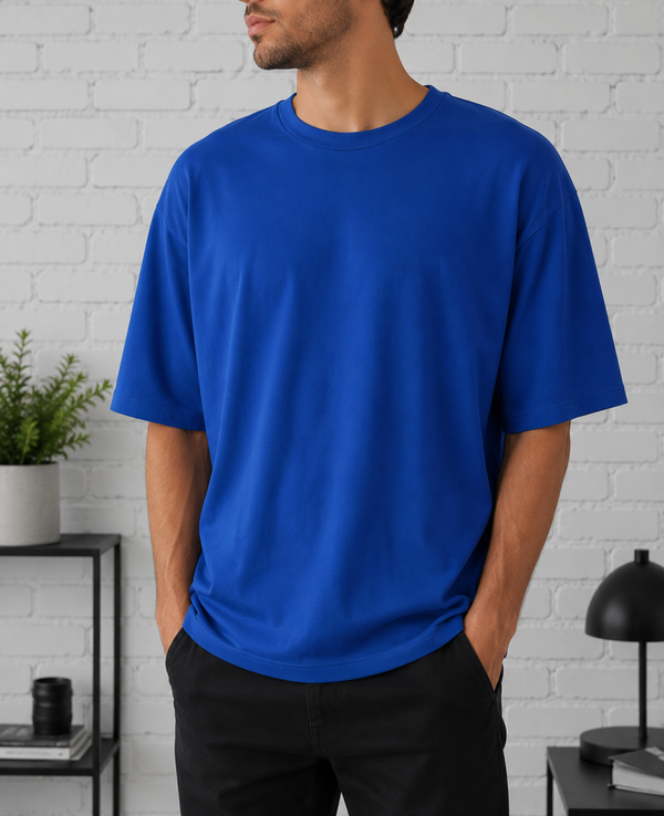 🕶️ZARA - T-shirt Zara Basic – Bleu Électrique – Coupe Relax