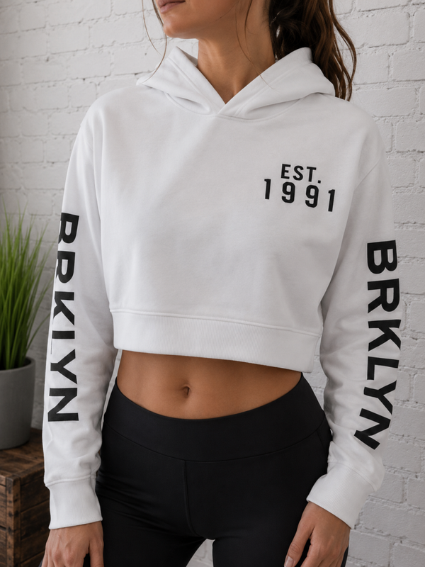 BERSHKA - Hoodie crop top manches longues