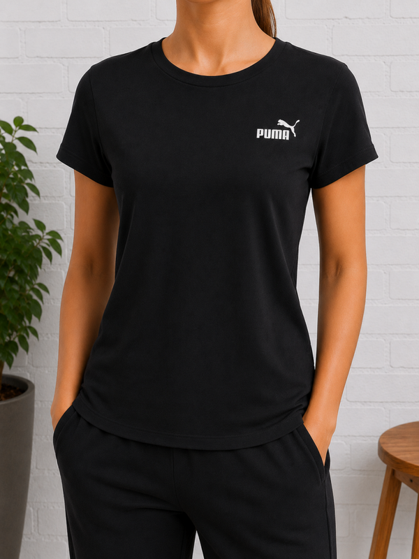 🖤PUMA -  T-shirt Basique – Noir & Logo Blanc
