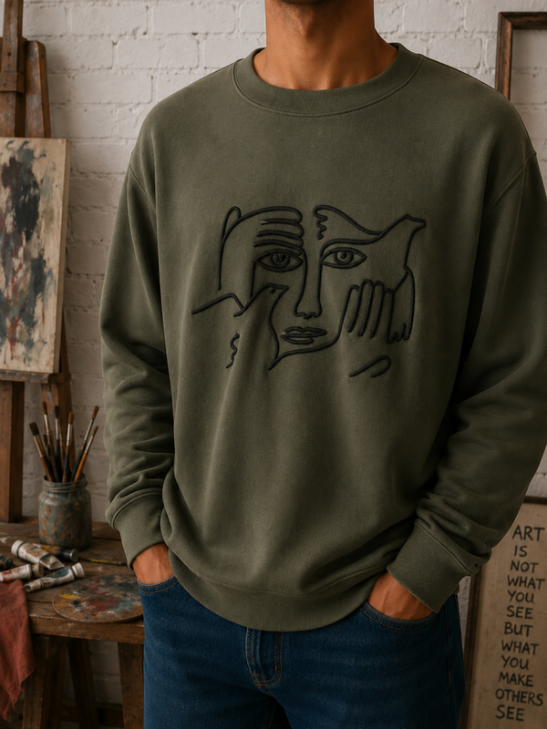 MANGO - Sweat Broderie Relief Visage Abstrait