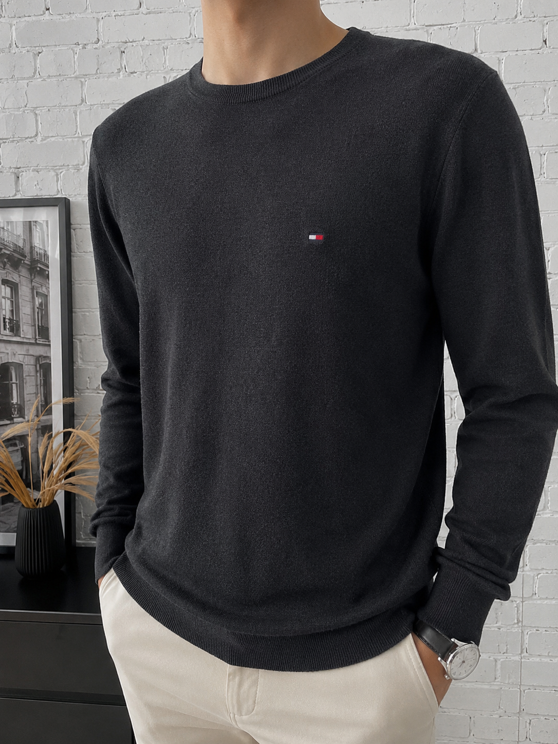 ✨TOMMY HILFIGER - Pull col rond en Coton & Soie