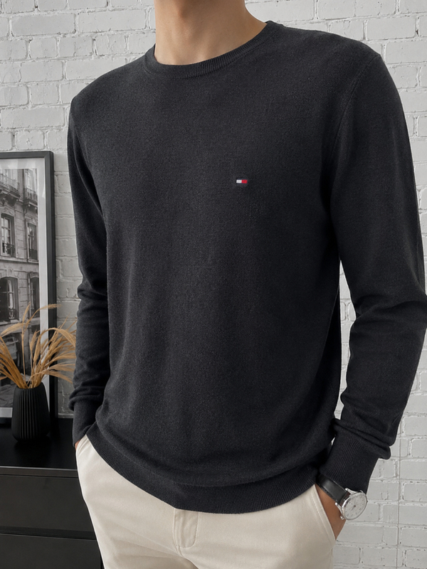 ✨TOMMY HILFIGER - Pull col rond en Coton & Soie