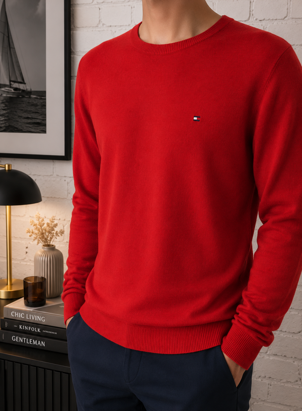 💎 TOMMY HILFIGER - Pull Col Rond - Gamme "Luxury Touch"