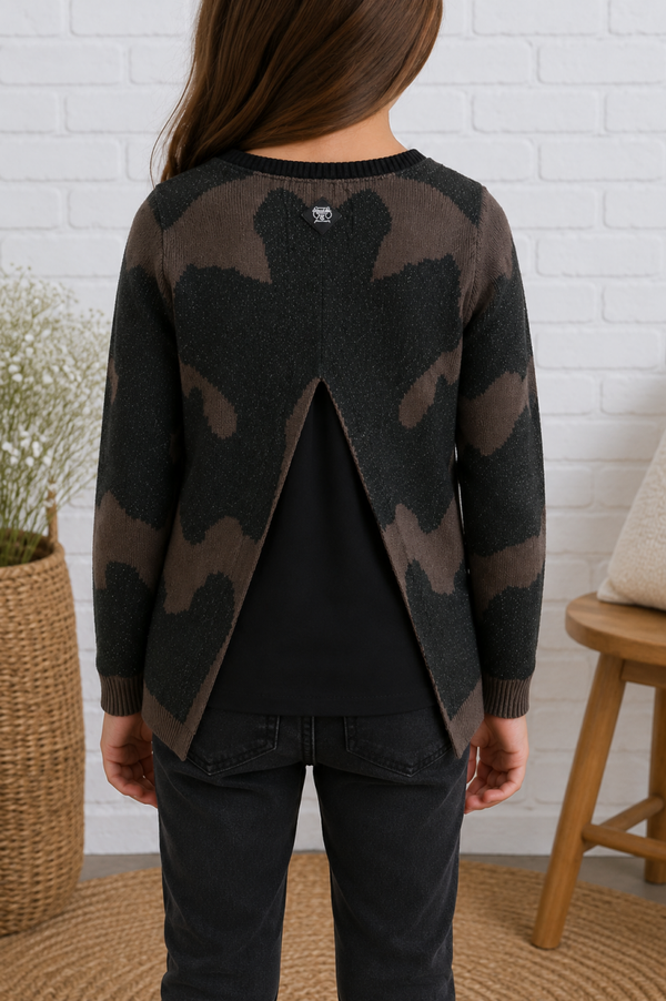 LE TEMPS DES CERISES - Pull fille camouflage pailleté