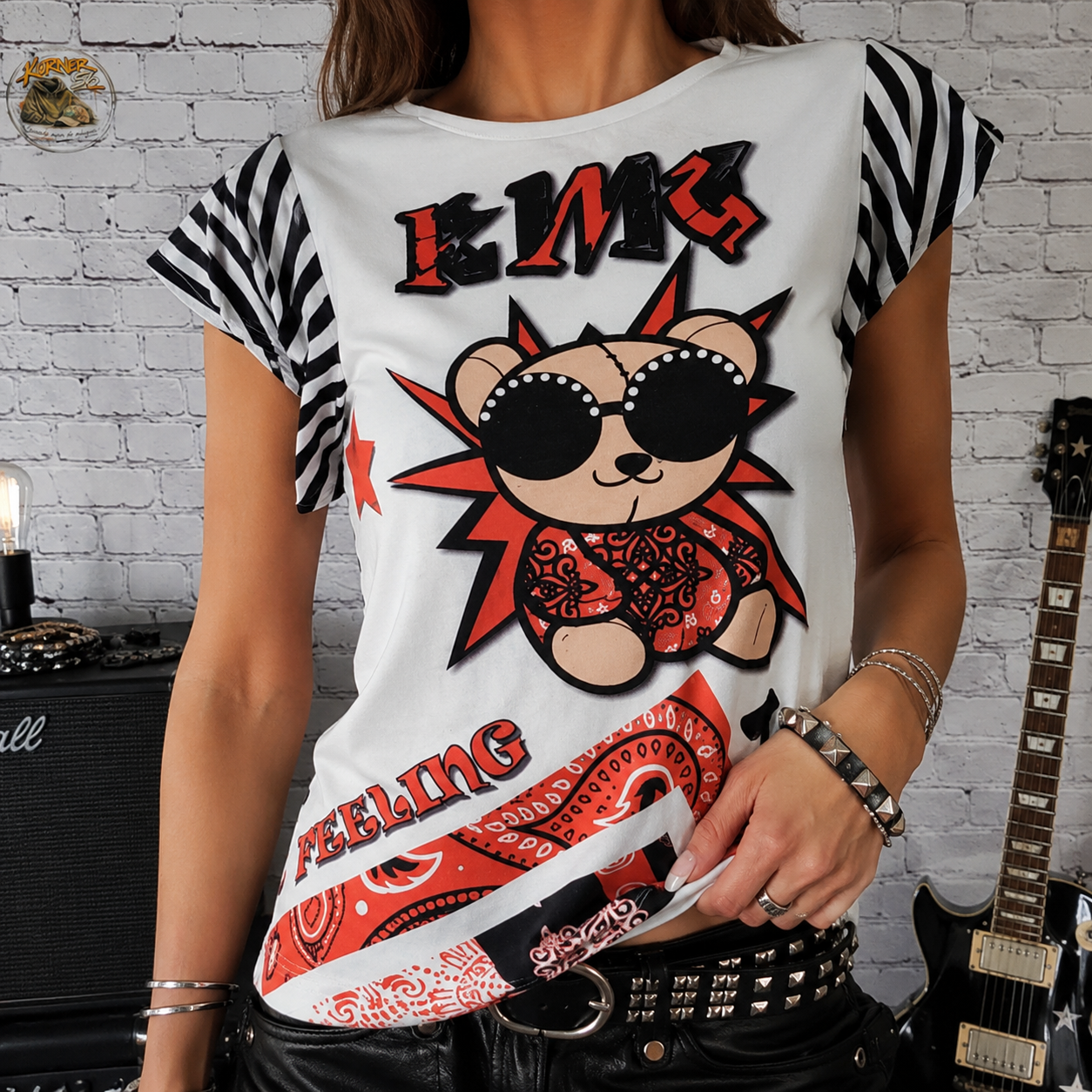ROSALITA MC GEE– Haut Design Graphique "Rock & Bear"