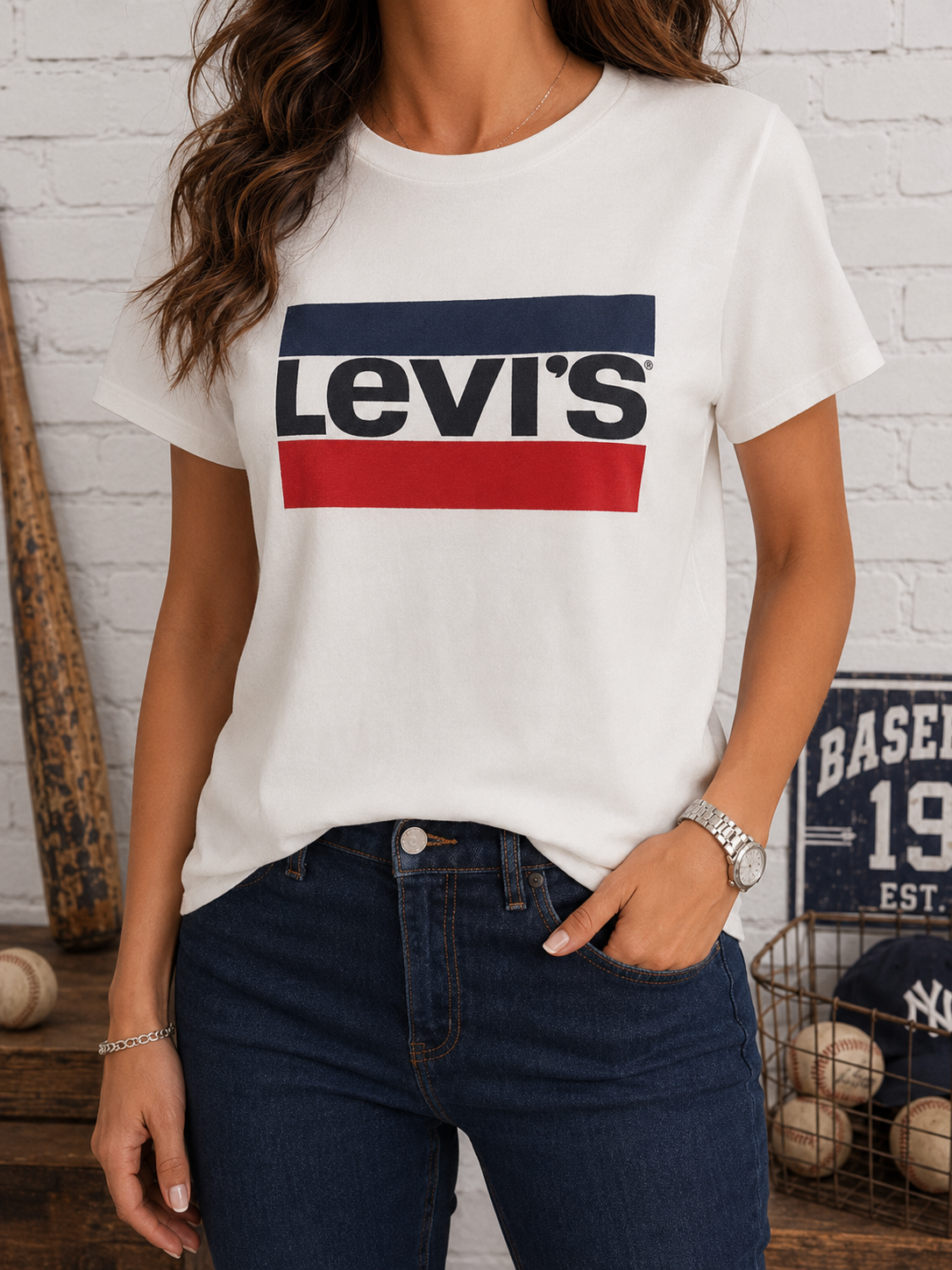 LEVI'S - T-shirt  Original - Blanc & Logo Tricolore