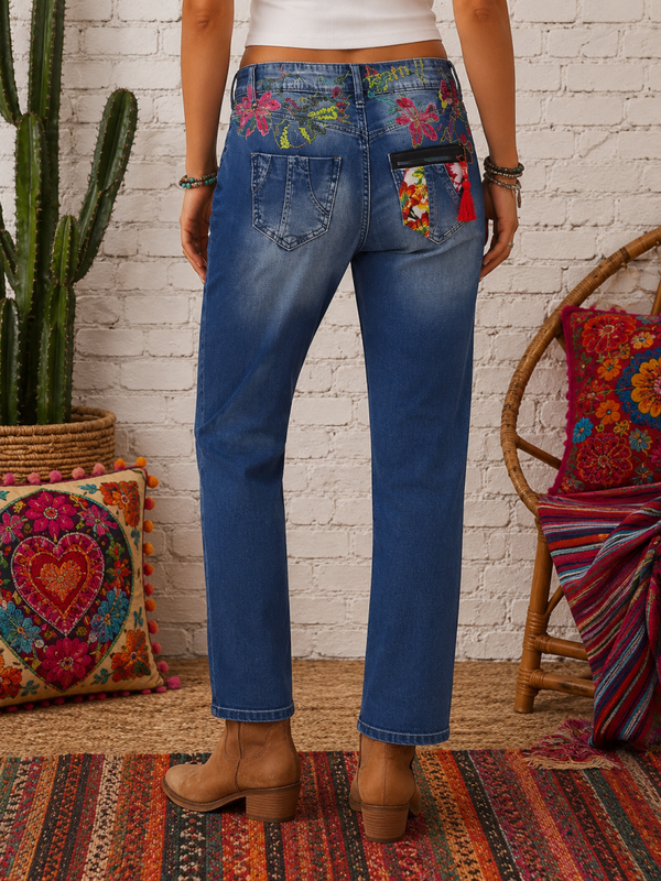DESIGUAL - Jean brodé - Femme