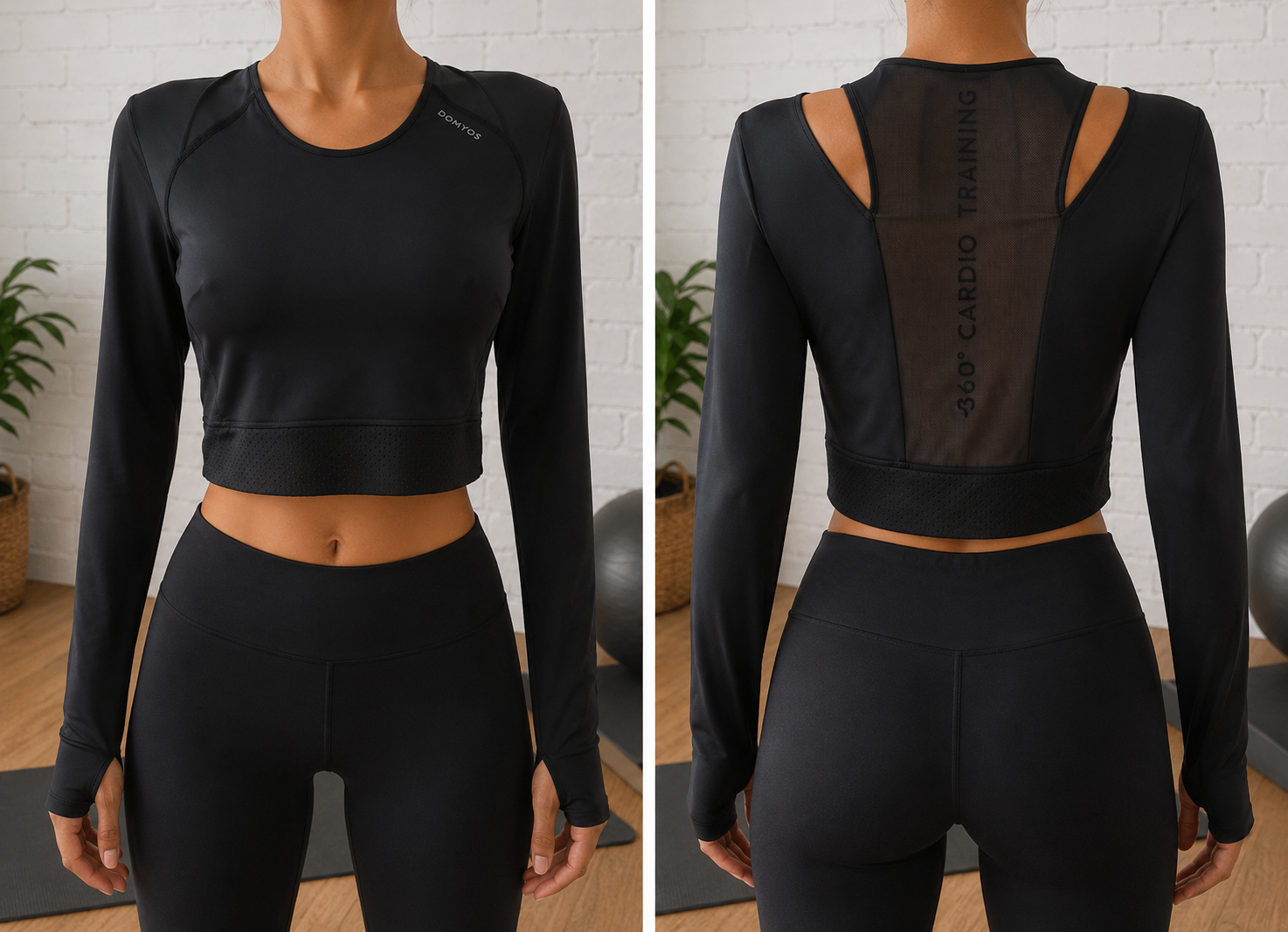 🔥DOMYOS - Crop Top Technique Manches Longues