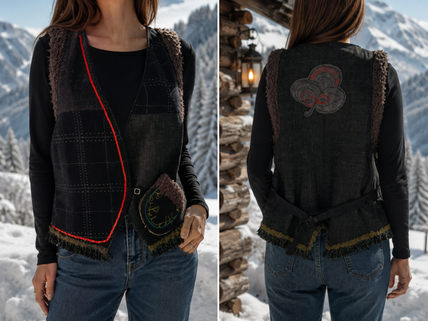 ❄️POUPEE CHIC - Gilet sans manches Patchwork & Bohème