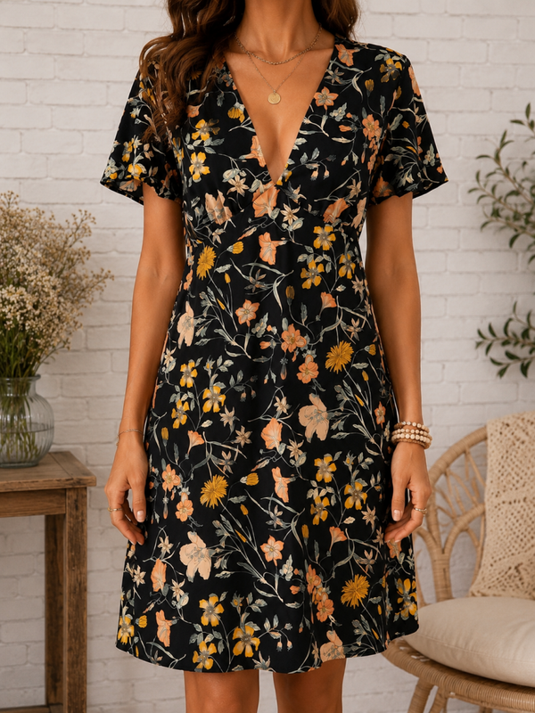 Robe courte fleurie - Féminité bohème