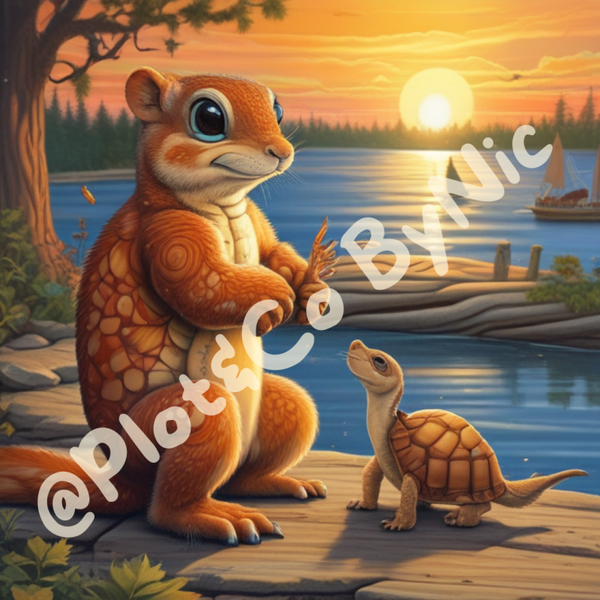 Sunset eekhoorn en schildpad