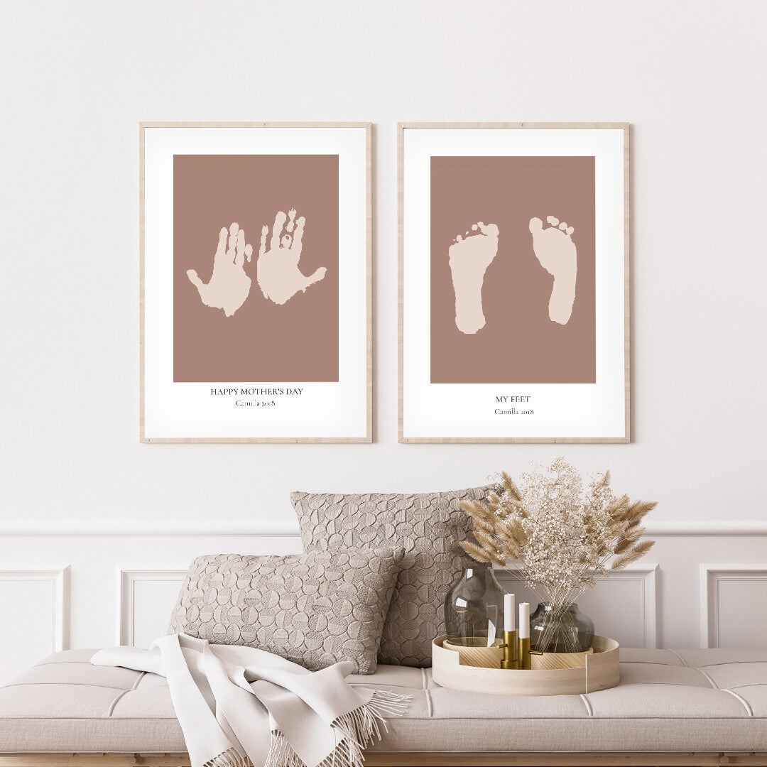 Transform your child’s handprints, footprints and early drawings into elegant personalised family wall art. A meaningful keepsake for parents and grandparents.