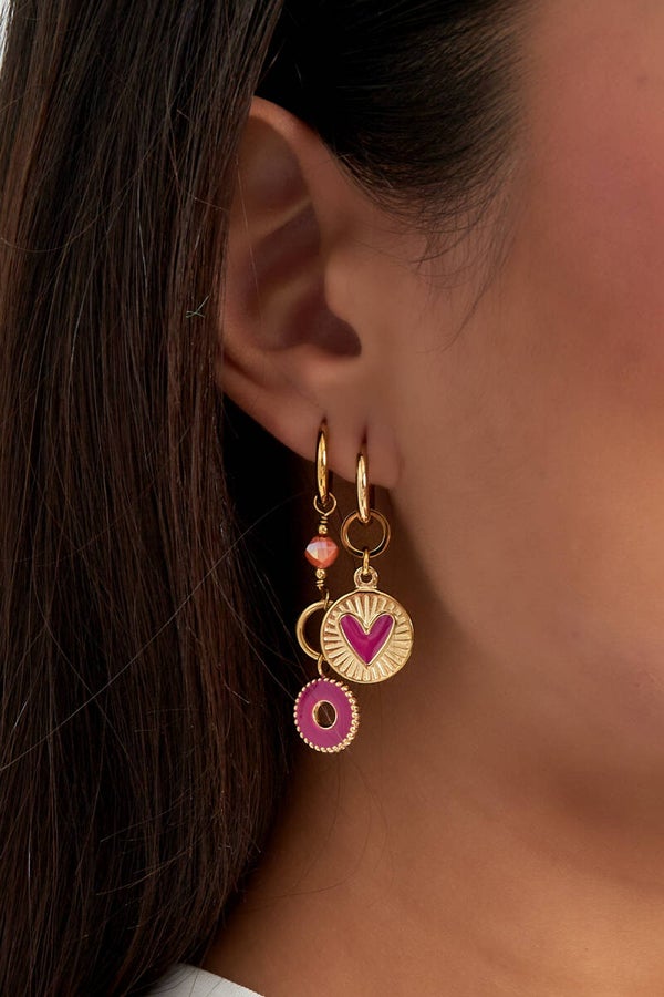 Oorbellen glowing heart - fuchsia