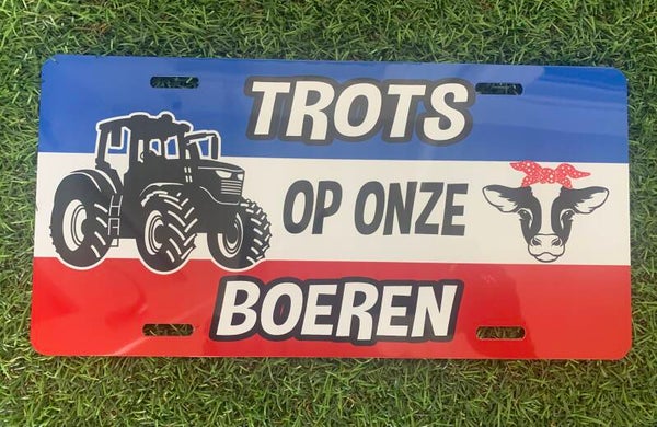 USA kenteken plaat Trots op onze boeren.
