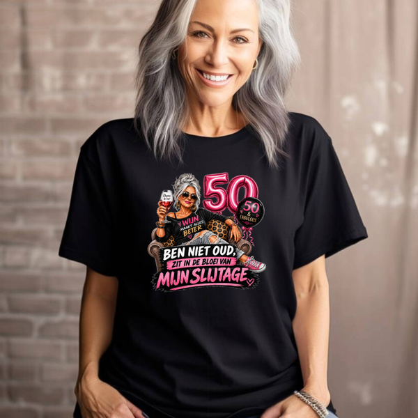 Dames T-shirt 50 jaar- Sarah T-shirt- verjaardag Sarah