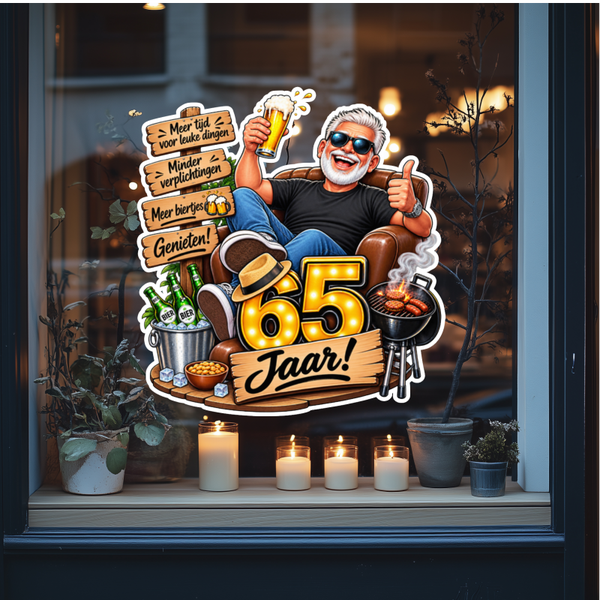 Raamsticker 50x50 cm 65 jaar man