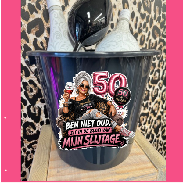 Cadeau emmer- Ben niet oud- 50 jaar Man of vrouw.