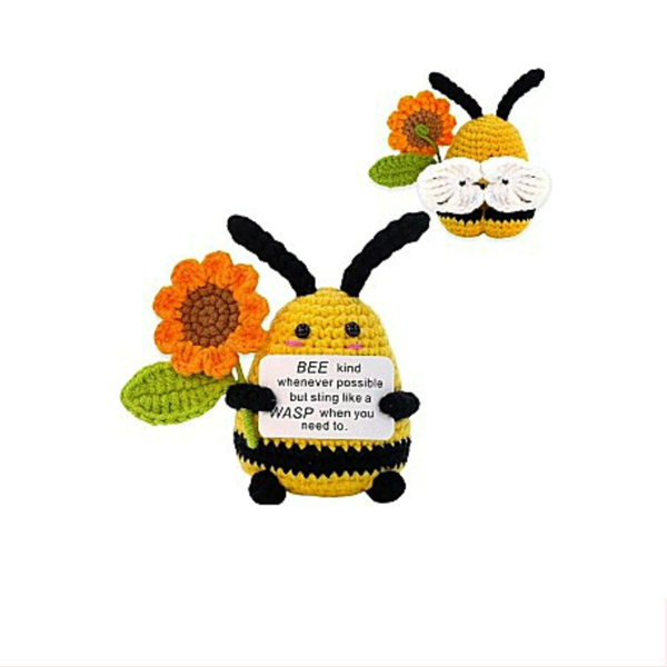 Positieve vriendjes Bij met bloem 9x7 cm