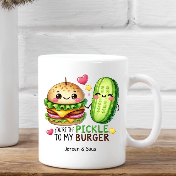 Valentijn mok Burger Pickle- gepersonaliseerd.