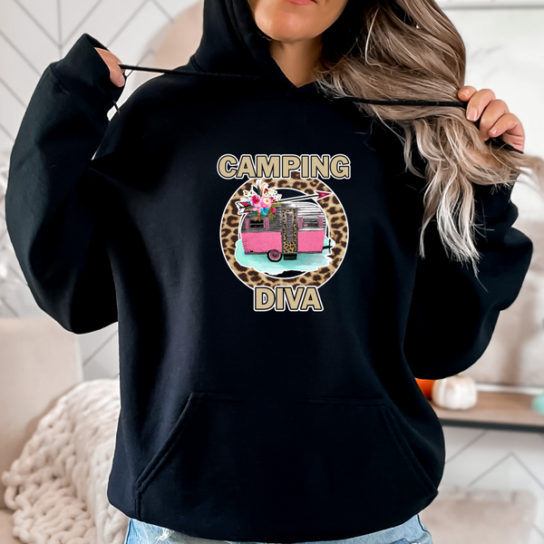 Camping diva hoodie Leopard rond