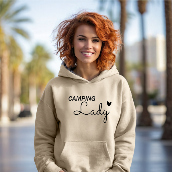 Camping lady- Heavy Blend Hooded Sweat Gildan.