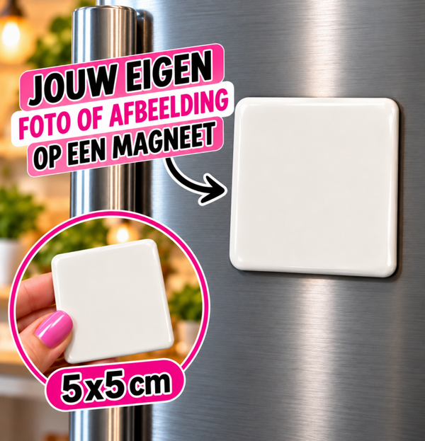 Eigen foto of afbeelding op een magneetje.