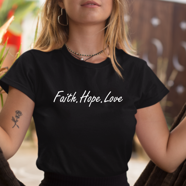 Faith.hope.love Dames T-shirt zwart.
