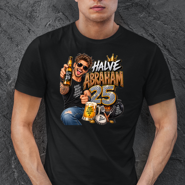 25 Jaar halve Abraham T-shirt zwart