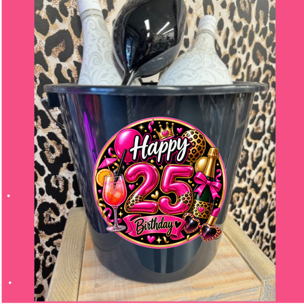Cadeau emmer Happy 25 birthday- 25 jaar cadeau emmer- Halve Sarah