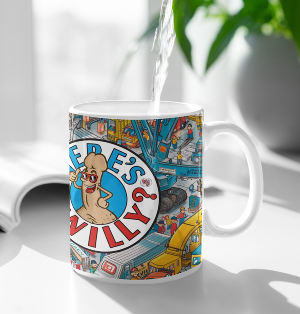 Waar is Willy Fabriek, grote koffie mok