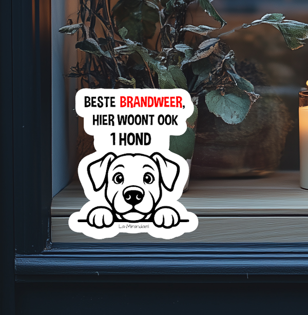 2 stuks Brandweer hier  wonen .. katten raamsticker.