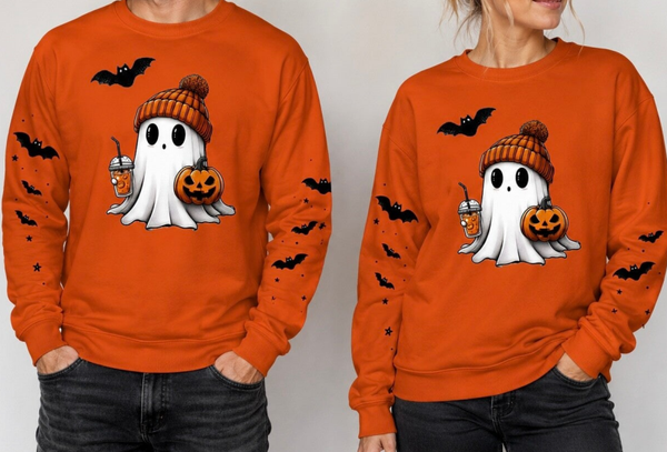 Halloween sweater spookje, DAMES EN HEREN SWEATER.