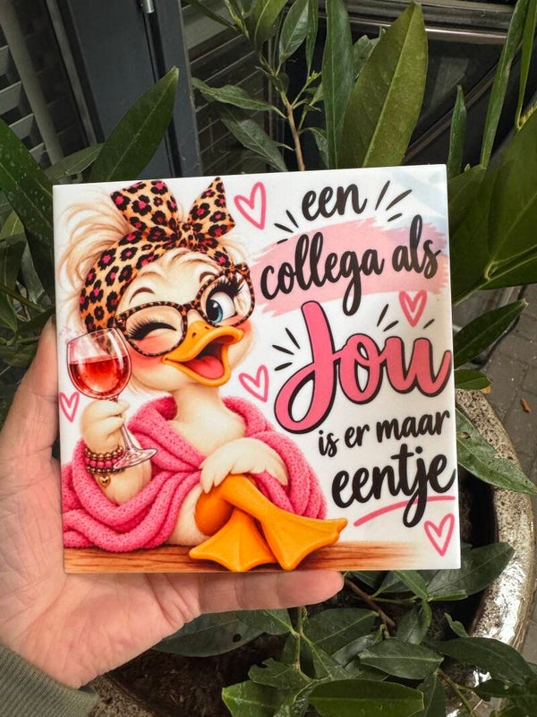 Tegeltje: een collega als jou is er maar eendje