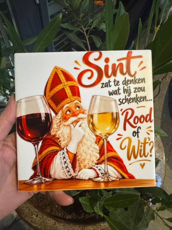 Tegel Sinterklaas- Sint zat te denken..