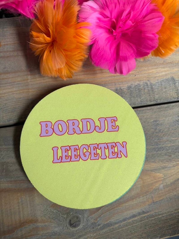 Bordje leegeten onderzetter