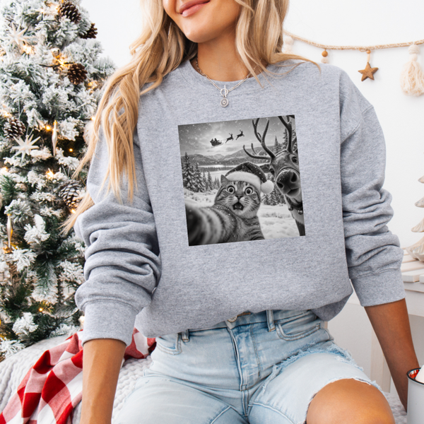 Uniseks Kersttrui- Kerst sweater schrikkende kat- foute kersttrui.
