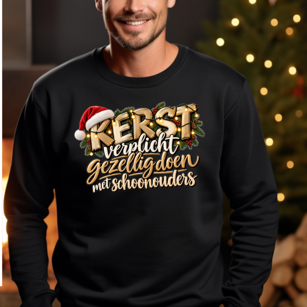 Kersttrui uniseks- Kerst verplicht gezellig doen met schoonouders- kerst sweater