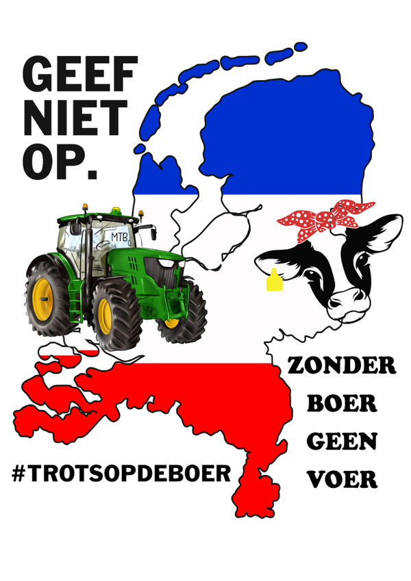 Sticker Boerenprotest- zonder boer geen voer- Geef niet op