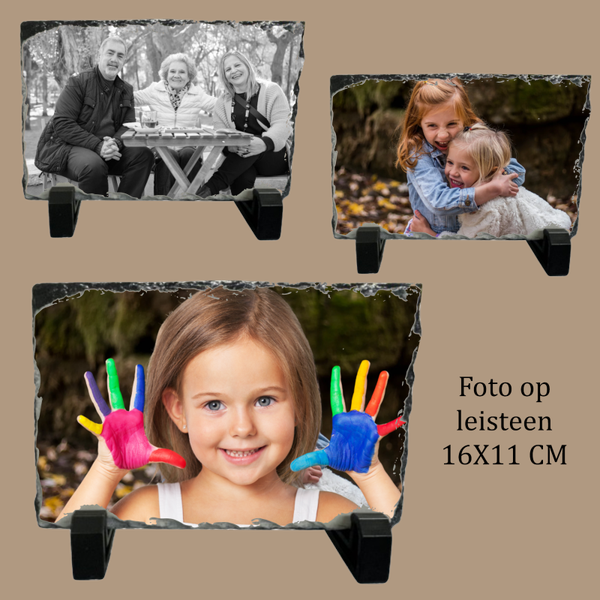 Leisteen met eigen foto, 14.5x9.5 cm.