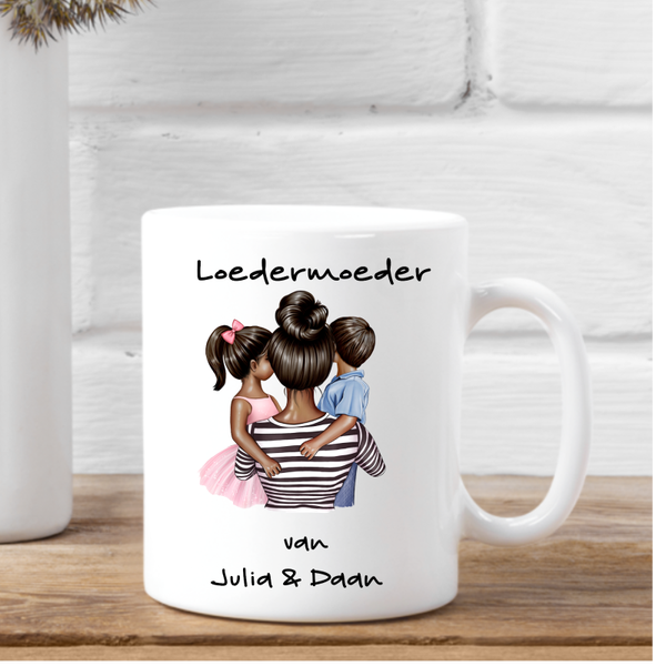 Loedermoeder van....naam kindjes mok
