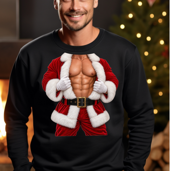 Foute kersttrui- zwarte sweater kerstman pak- kersttrui.