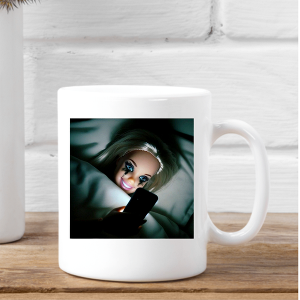 Koffie mok Funny Bar-bie faces- poppen gezichten.