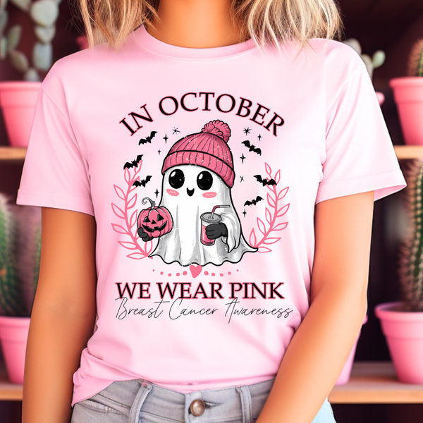 In October we wear pink dames T-shirt.