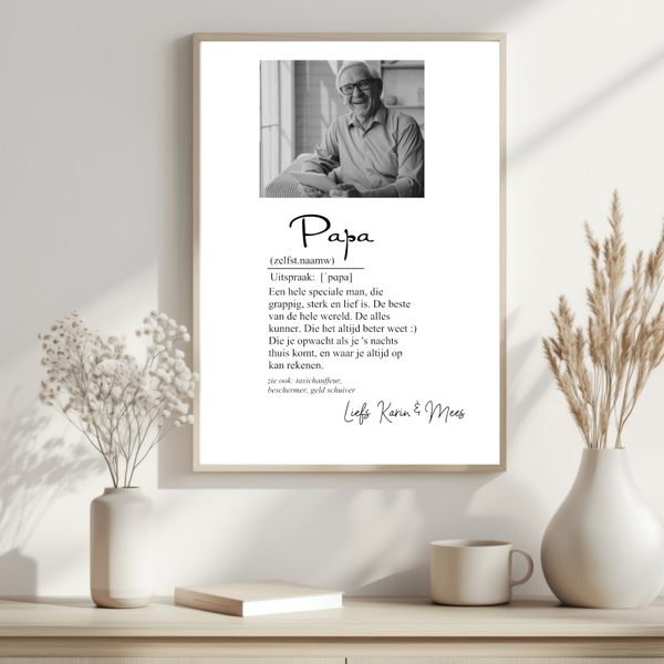 Papa Poster eigen foto, zonder lijst. Vaderdag Tip!