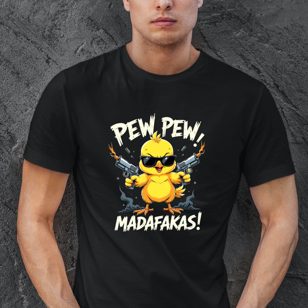Zwart heren T-shirt-Pew pew Madafakas