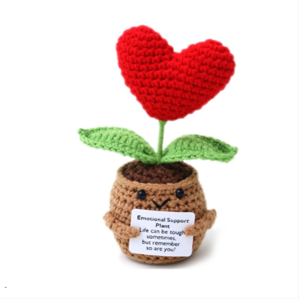 Positieve vriendjes potje met bloem hartje 14 cm